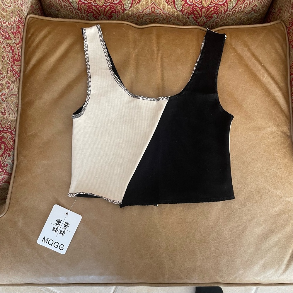 PATCHWORK STYLE CROPPED TANK TOP - Picture 15 of 16